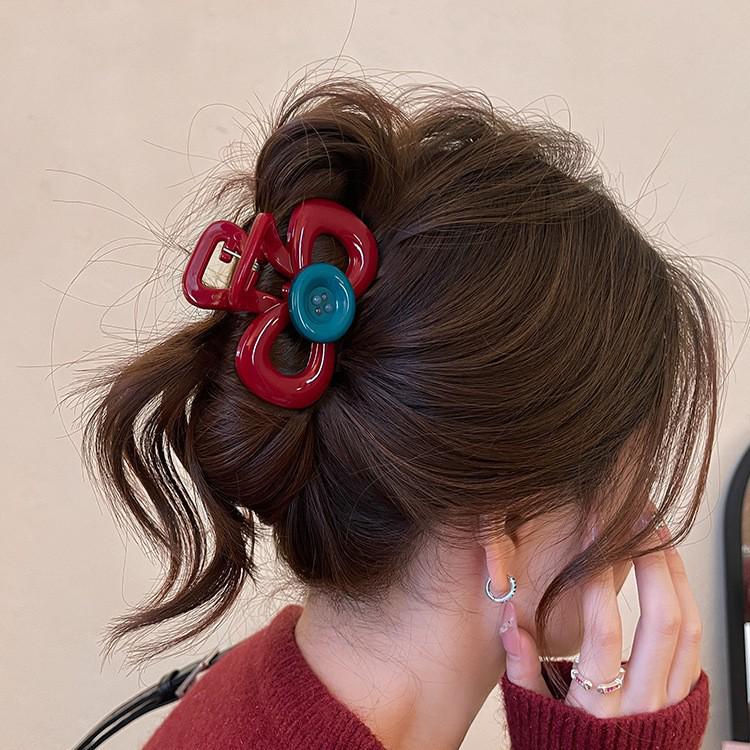 Korean High-End Acrylic Flower Hair Clip for Women - Large Shark Clip for Voluminous Styles