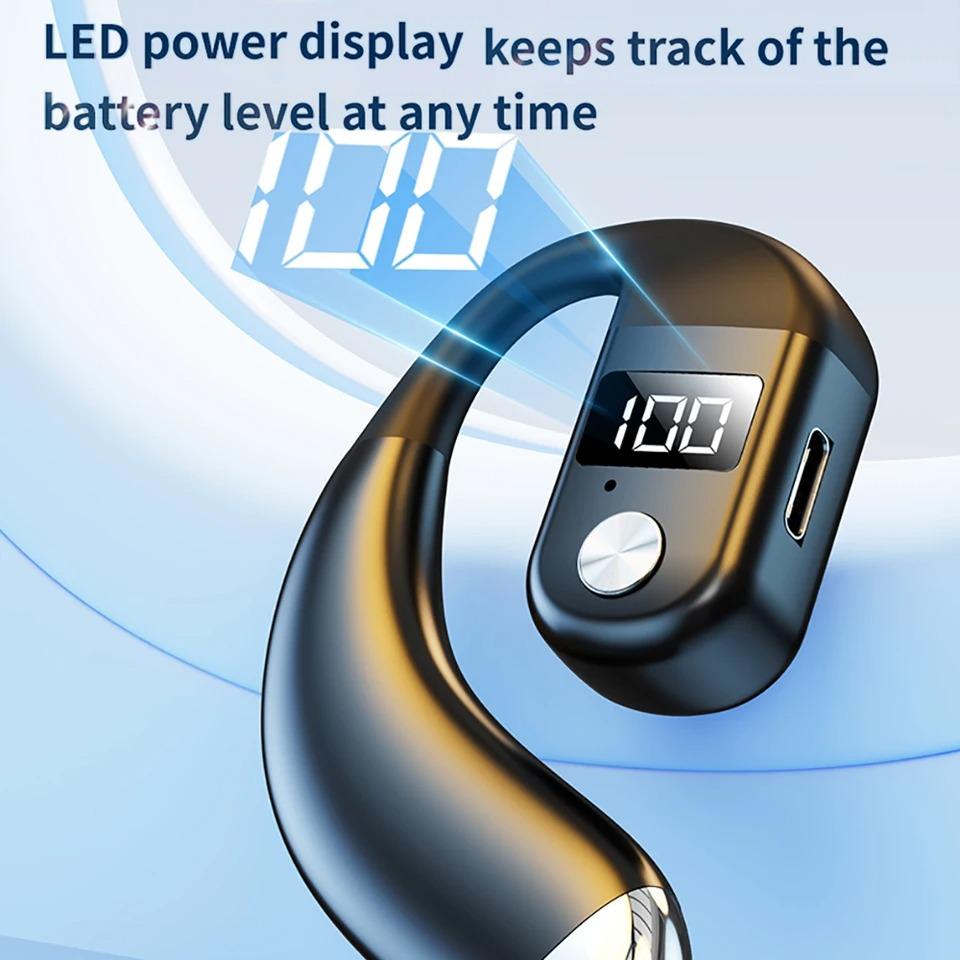 Wireless Bluetooth 5.4 Earphone Ear Hook Headphone LED Display HiFi Stereo Noise Reduction Sport Waterproof Headset