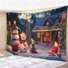 Christmas Psychedelic Tree Landscape Tapestry, Glowing Pink Forest Wall Hanging, Mystical Moon  River Backdrop for Room Decor