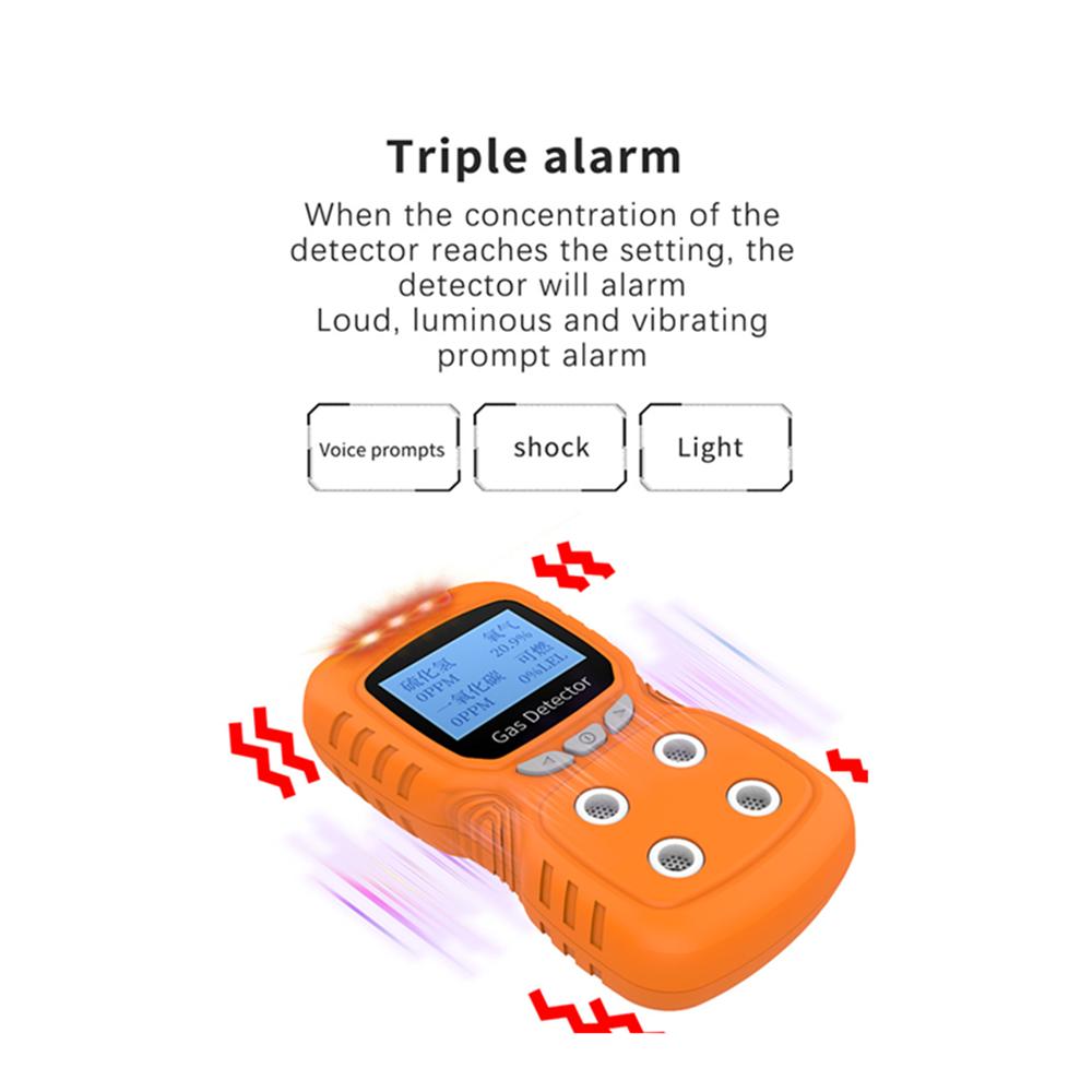 Portable Gas Detector Gas Clip 4-Gas Monitor Meter Tester Analyzer Rechargeable