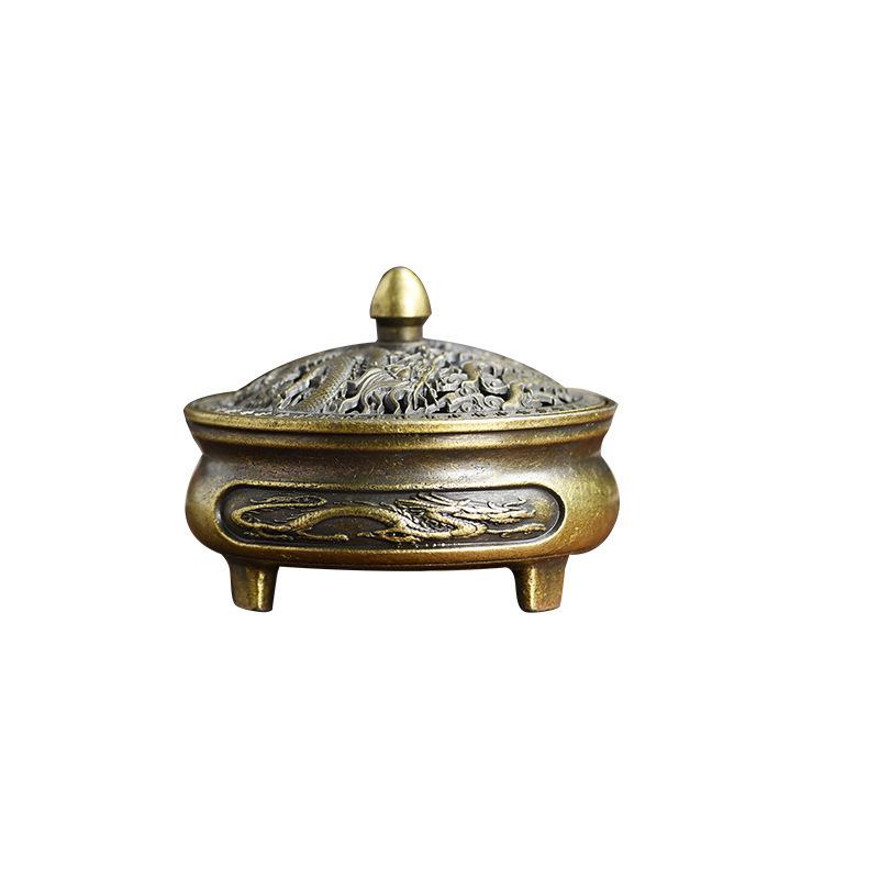 Sandalwood Incense Burner: Auspicious Dragon & Phoenix Design, No-Stick Powder, Copper Alloy for Home & Tea Ceremonies