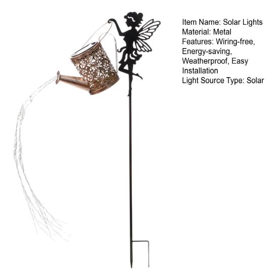 Solar Watering Can Lights, Waterproof Fairy Garden Projection Light Yard Patio Lawn Pathway Decor for Garden Lovers