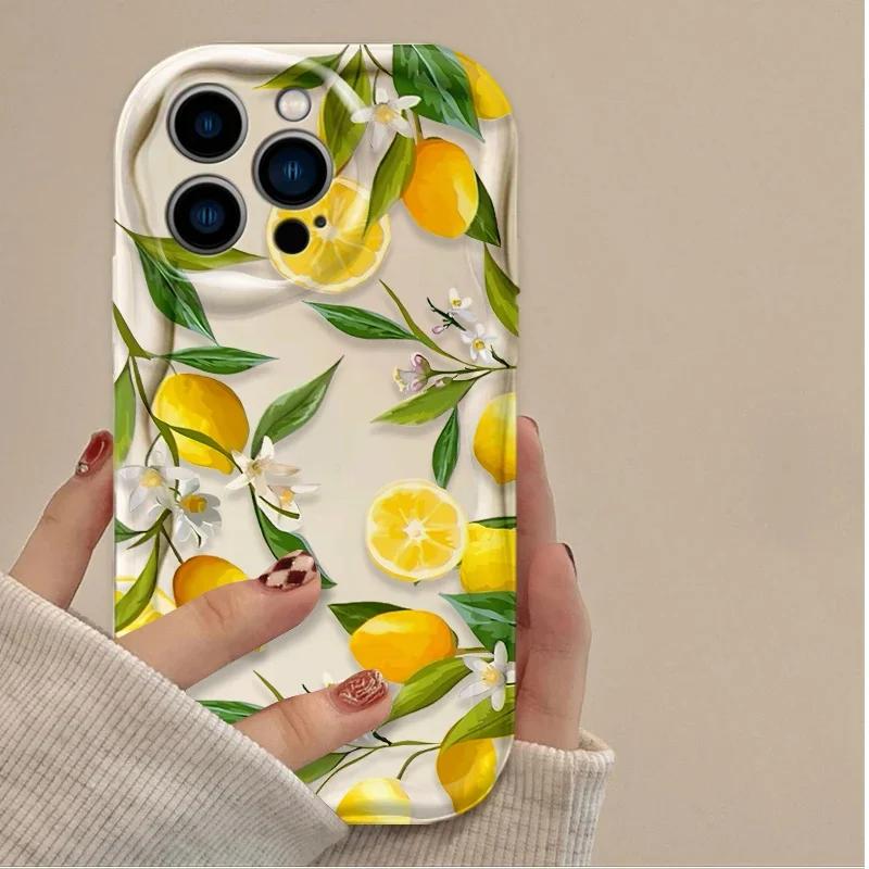 Summer Fruit Lemon Silicone Case For Samsung Galaxy A56 A55 5G A15 A54 A16 A35 A14 A26 A36 S25 S24 Ultra S22 S21 Plus S23 FE