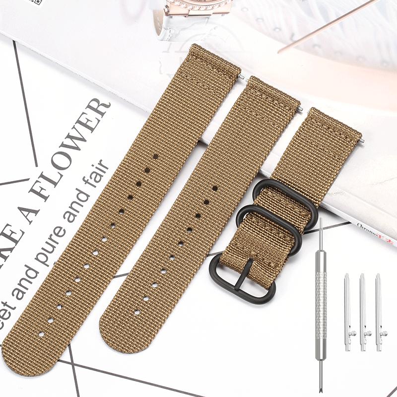 20mm 22mm 24mm Extended Nylon Straps For Men Women Canvas Bracelet Three Section Watch Band Heavy Metal Buckle Accessories