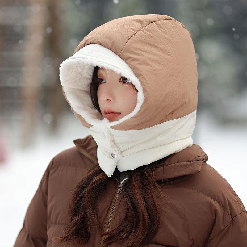 

Флисовый утолщенный теплый детский женский модный шарф с цветовой блокировкой, шапка-бини, осенне-зимняя лыжная шапка Fleece to keep warm, fashionable and versatile