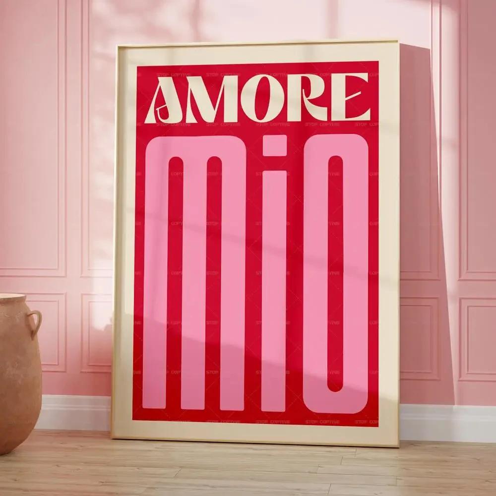 Modern Colorful Print Amore Mio Poster Wall Art Love Canvas Painting For Living Room Home Decor Valentine’s Day Gift Idea