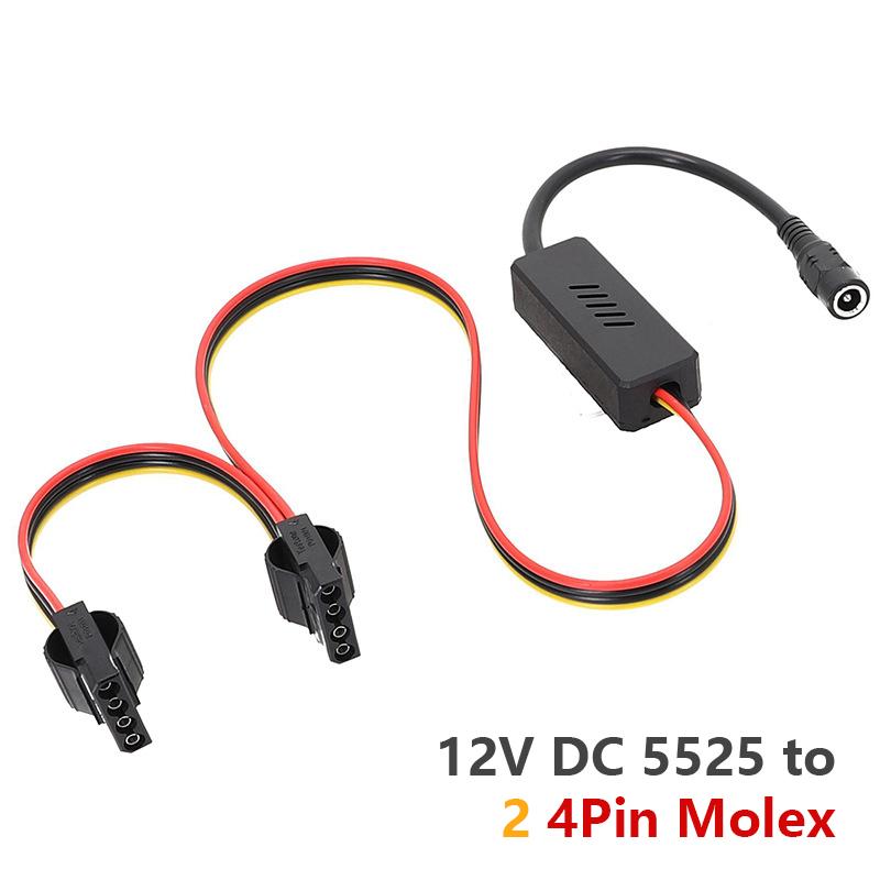 Napájecí kabel DC 5525 pro pevný disk SATA, DC 12V na 4pinový Molex Hdd kabel, snižující regulátor napětí