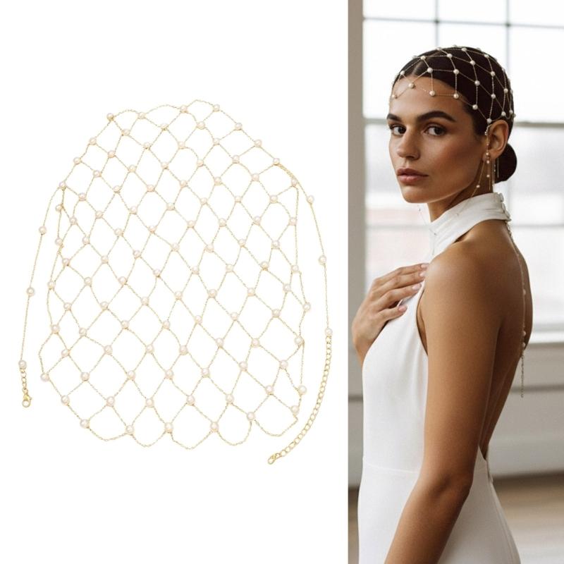 Stylish Alloy Pearls Drop Hair Chain For Everyday Wear Comfortable Secure Fit Formal Casual Occasions