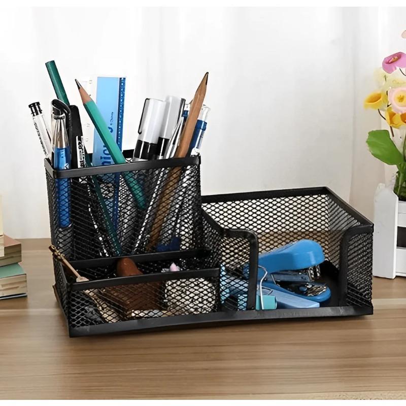 Metal Mesh Desk Organizer,Office Desktop Holder for Pens, Clips, Stapler & Supplies, Multi-Compartment Wire Storage Tray