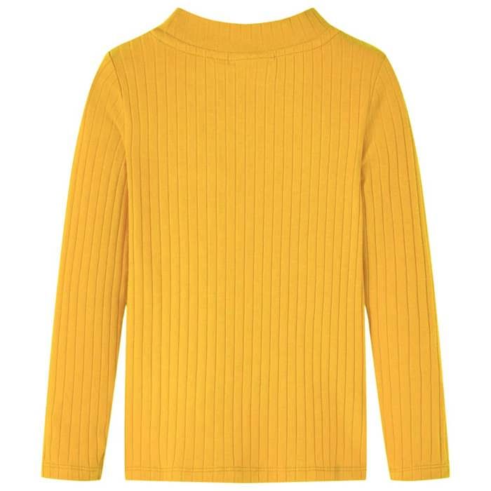 T-shirt enfants à manches longues tricot côtelé ocre foncé 92/104/116/128/140