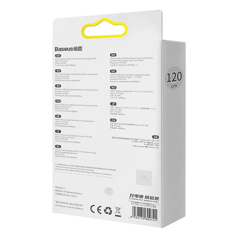 Kabel Usb-C Do Lightning Baseus Crystal Shine, 20W, Pd, 1.2M (Fioletowy)
