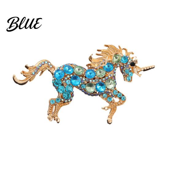 Rainbow Unicorn Pin Brooch Horse Design Enamel with Imitation Crystals