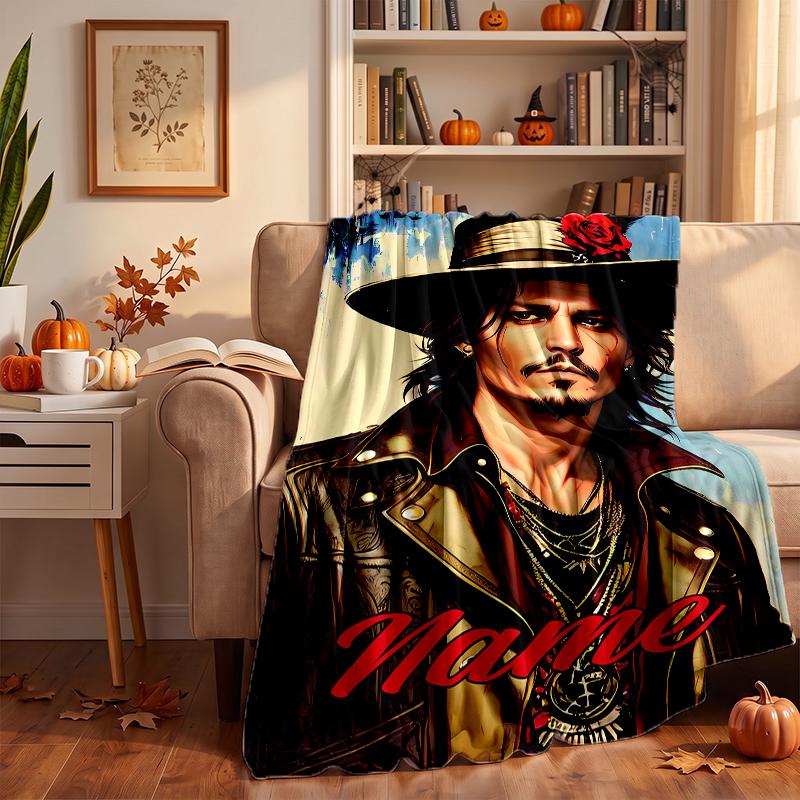 Coperte di flanella personalizzate Johnny Depp Morbidi Caldi Accoglienti Plaid per Arredamento Casa Regali di Festa
