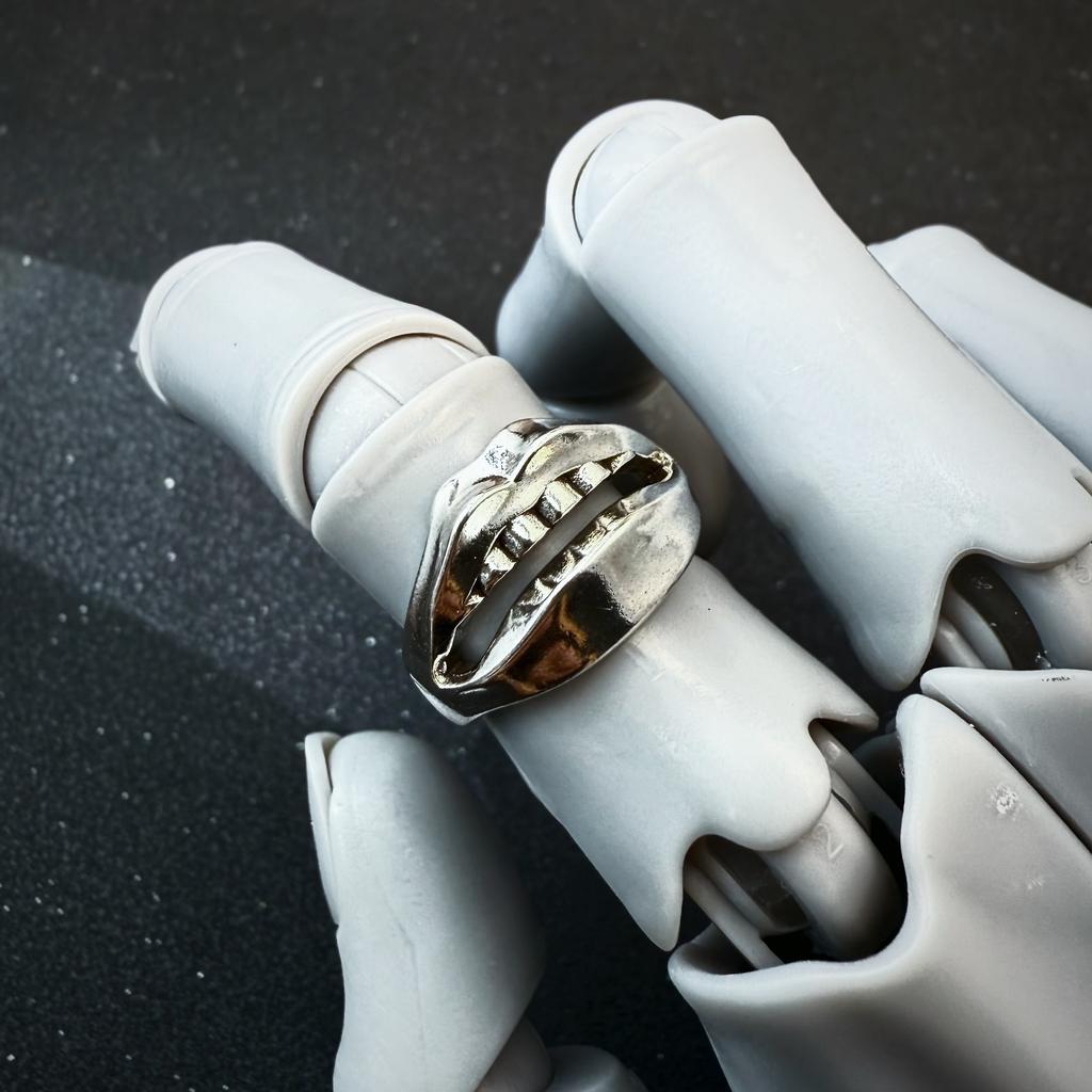 Retro The Rumor Big Mouth Adjustable Open Ring For Men Punk Gothic Edgy Copper  Unisex Vintage Accessories Creative Gift