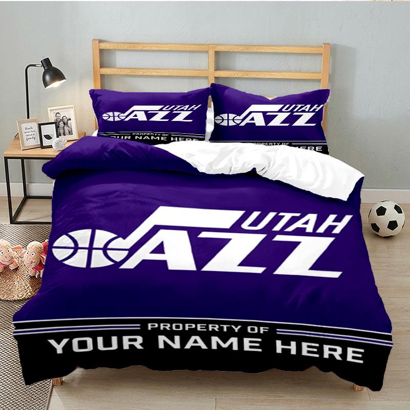 Jazz Basketball Team Bedding Set 3pcs, High Quality Bedding Set Including 1pc Duvet Cover And 2pcs Pillowcases for Bedroom, Dormitory Gift