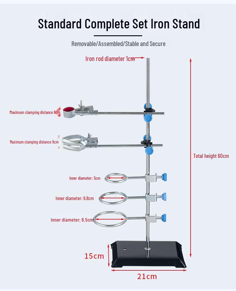 Iron Titration Stand with Three-Ring Butterfly Clip and Condenser Cross Clip