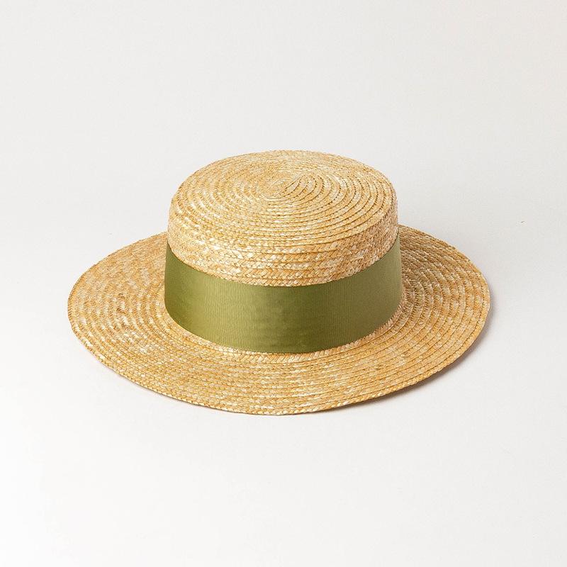 European and American spring and summer new multi-color decorative with flat-top straw straw hat outdoor travel sunscreen sunshade flat-top straw hat