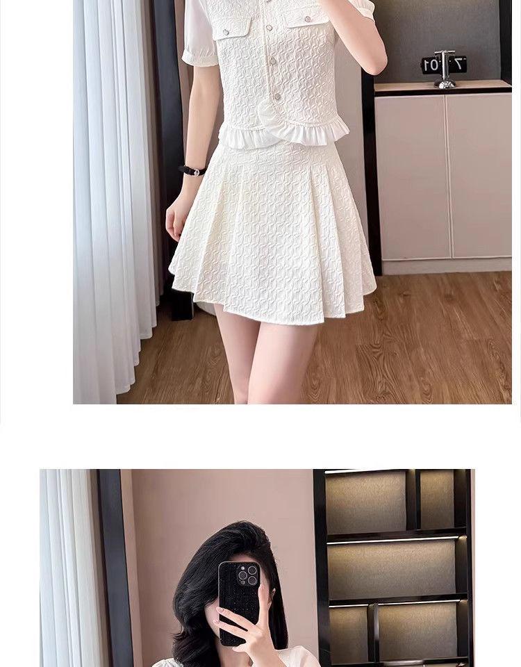 Summer Style Petite Women's French Luxury Two-Piece Set: Stylish Top and Skirt