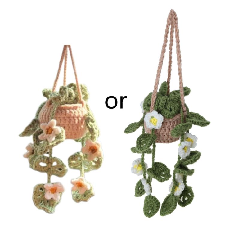 Handmade Crochet Car Styling Plant Succulent Car Plant Ornamentos Decoration