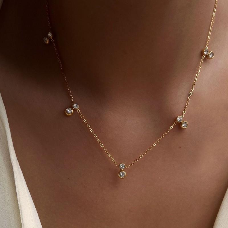 Ensemble collier pendentif goutte plaqué or 18 carats vintage micro-pavé zirconium Set Femmes Hommes Style Doux Punk Bijoux Inspirés de Fruits