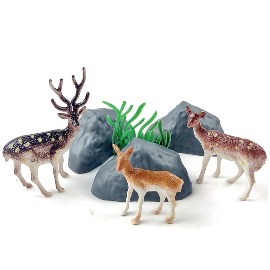 13 Pcs Tree Deer Figurines Forest Woodland Theme Cake Topper Tree Deer Cake Decorations for Christmas Cake Topper Decoration
