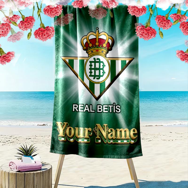 Name Custom Real Betis Print Beach Towel, Large Soft Quick Dry Towel for Beach Camping Swimming