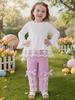 Süßes Kleinkind Mädchen Set Rüschenärmel Oberteil 0-2 Jahre Schleifen Hose 2-teiliges Outfit Neugeborenes Baby Mädchen Kleidung Prinzessin Stil Sommer Frühling