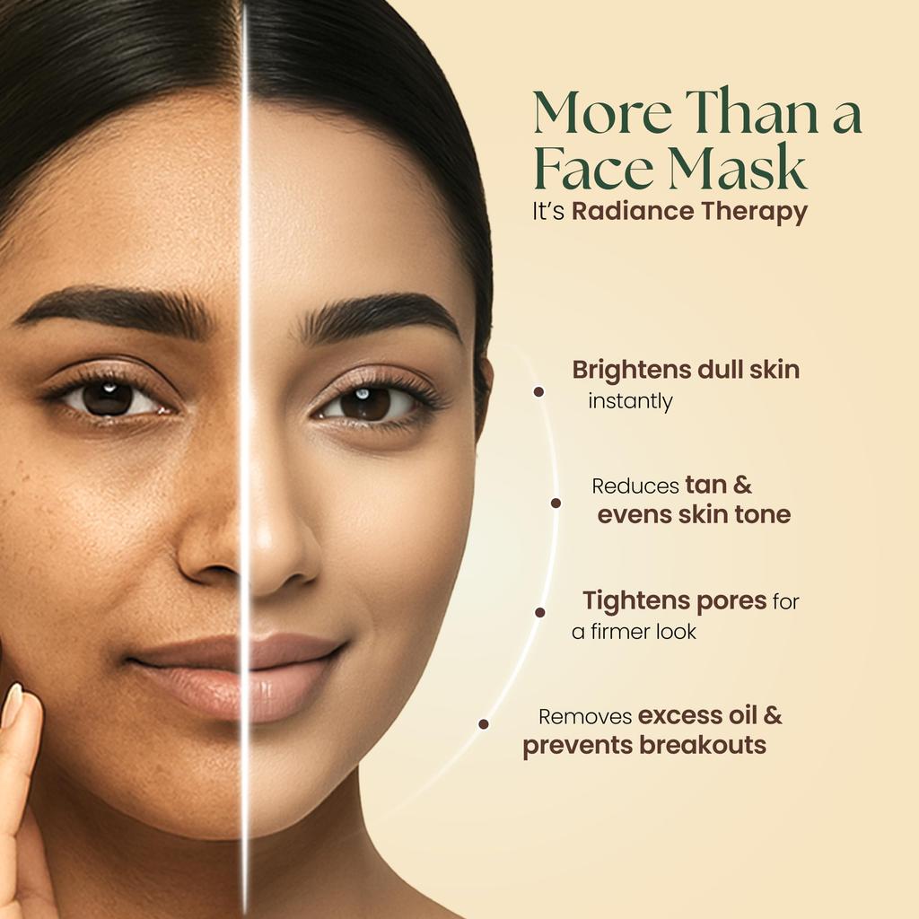 Moha Herbal Radiance Face Mask Cream with Aleo Vera, Turmeric, Orange & Mulberry for Deep Nourished, Brightening Skin - Reduces Dullness & Tanning