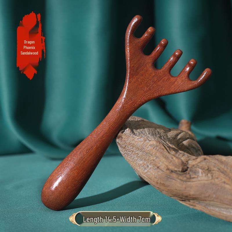 Gold Sandalwood Antler Six-Claw & Five-Claw Head and Scalp Massager Comb Set