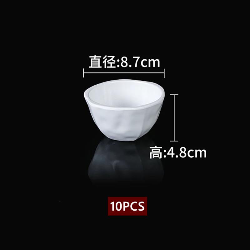 10PCS White Melamine Sauce Dish Multi-grid Seasoning Plate BBQ Hot Pot Dipping Bowl Restaurant Condiment Small Serving Platter