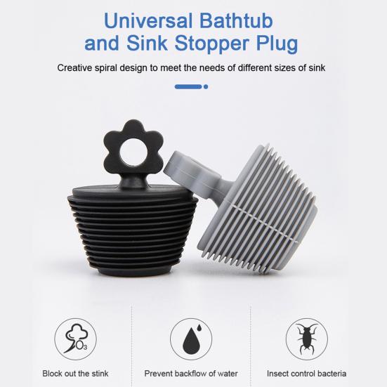 Silicone Bathtub Drain Stopper No Installation Bathroom Shower Tub Universal Water Stopper Spiral Bath Stopper