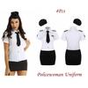 Sexy 4Pcs Women Police Woman Cosplay Costume Police Officer Shirt Uniform + Mini Skirt Set