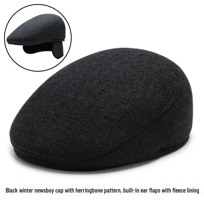 

Men s Wool Winter Cap with Ear Protection - Flat Duckbill Design for Middle-aged & Elderly M (57-58CM)