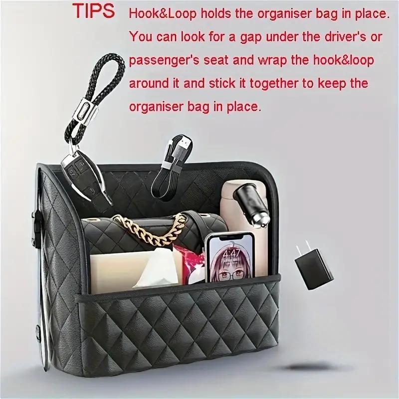 1pc Car-mounted Storage Bag Car Seat Hanging Handbag Holder  Tissue Storage Bag PU Leather Storage Bag Large Capacity Storage Bag