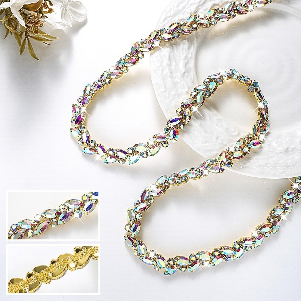 1Yard/90cm Rhinestone Border DIY Multi-color Crystal Diamond Ribbon Versatile Self-adhesive Rhinestone Chain