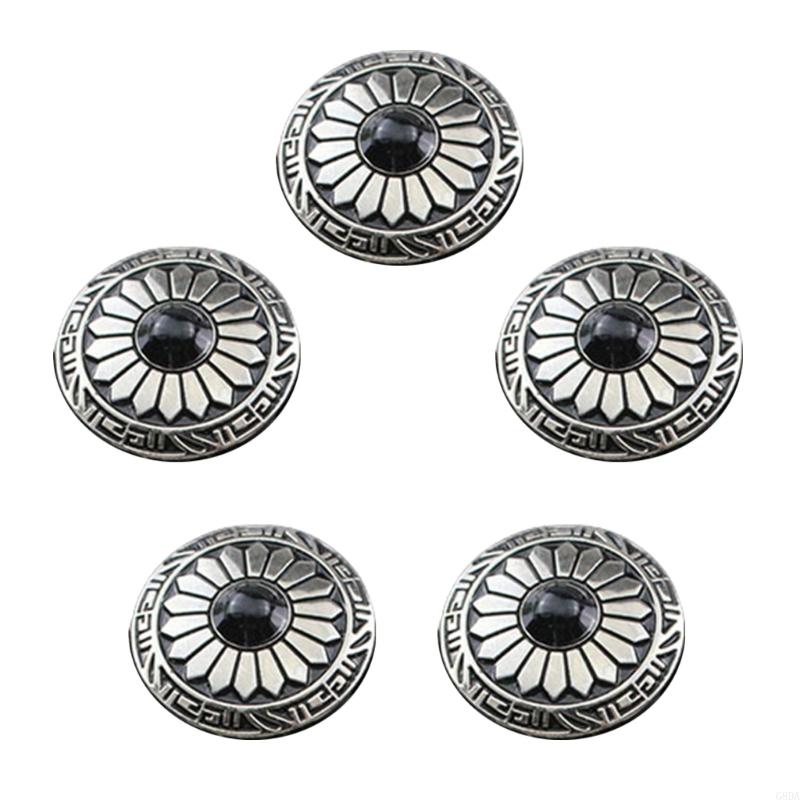 G8DA 5 Pcs Imitation Turquoise Buttons Leather Decorative Buttons Flower Buttons