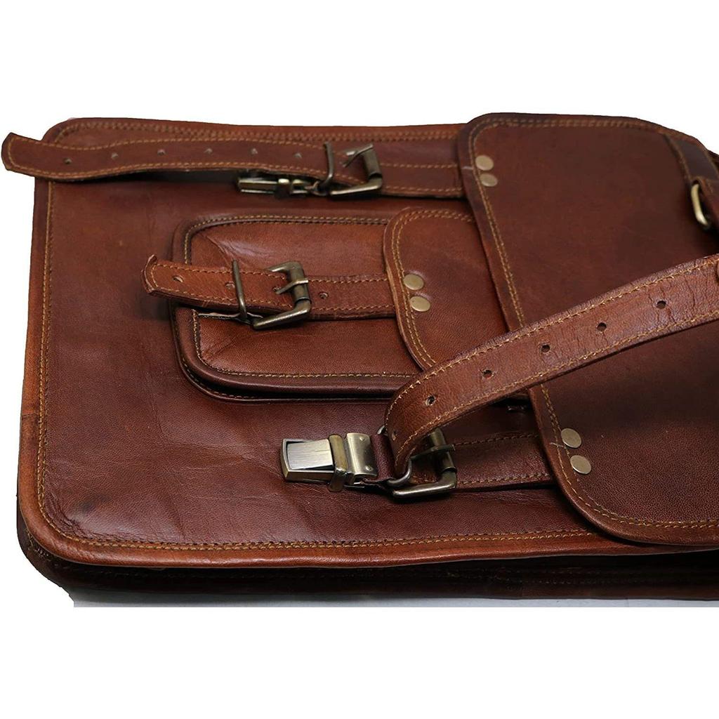 Laptoptas Leer Slim Nicolas Messenger Tassen Tas Voor De Riem Persoonlijkheid Vintage Mannen Ou... – Grandado Unisex Aktetas Dagelijks Gebruik Crossbody Tas Unisex