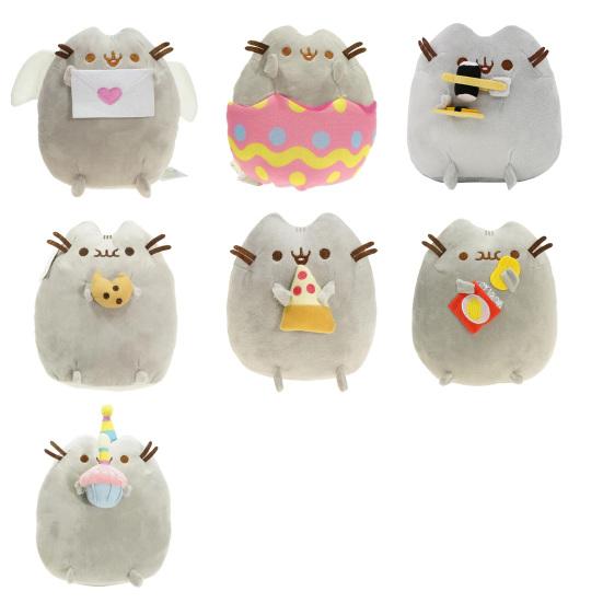 Plush Cat Stuffed Toy with Dessert Theme Ice Cream Donut Pizza Designs Plush Collectible Doll Soft Huggable Gift for Cat Lovers