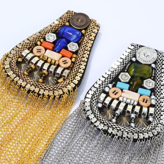 Buttons Rivet Chain Tassels Handmade DIY Decor Men Women Shoulder Board Badge