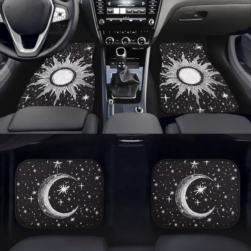 Gotische Sonne Mond Auto Fußmatten 4 Stück Universal Rutschfest Staubdicht Auto Vorne Hinten Teppich für SUV Limousine Van