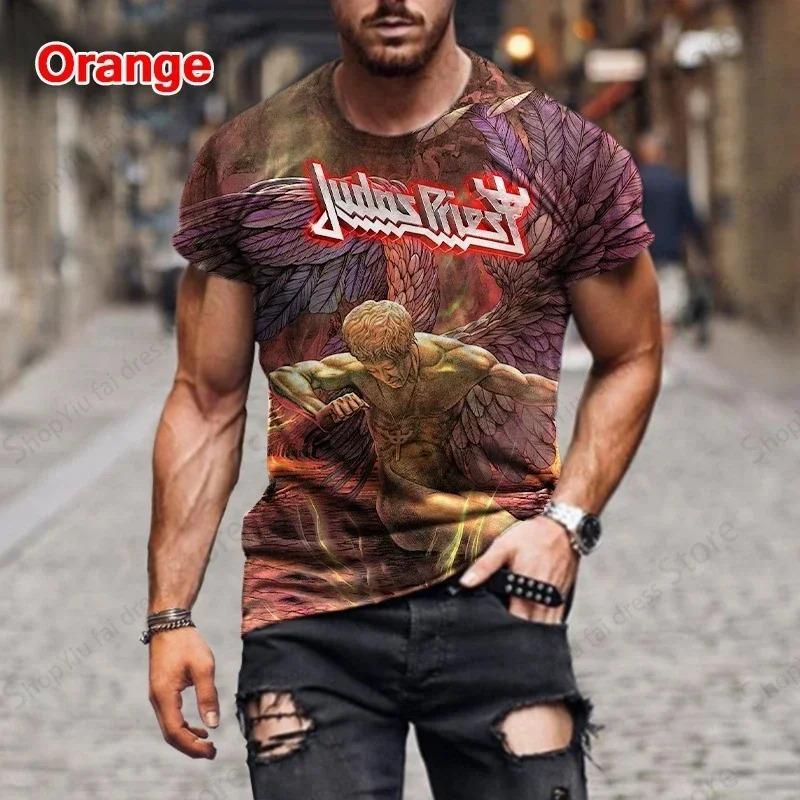 Rock Band Men's T-shirt 3d Judas Priest Print Tshirt Men Women Fashion Short Sleeve T-shirt Hip Hop Tops Tees Heavy Metal Tshirt
