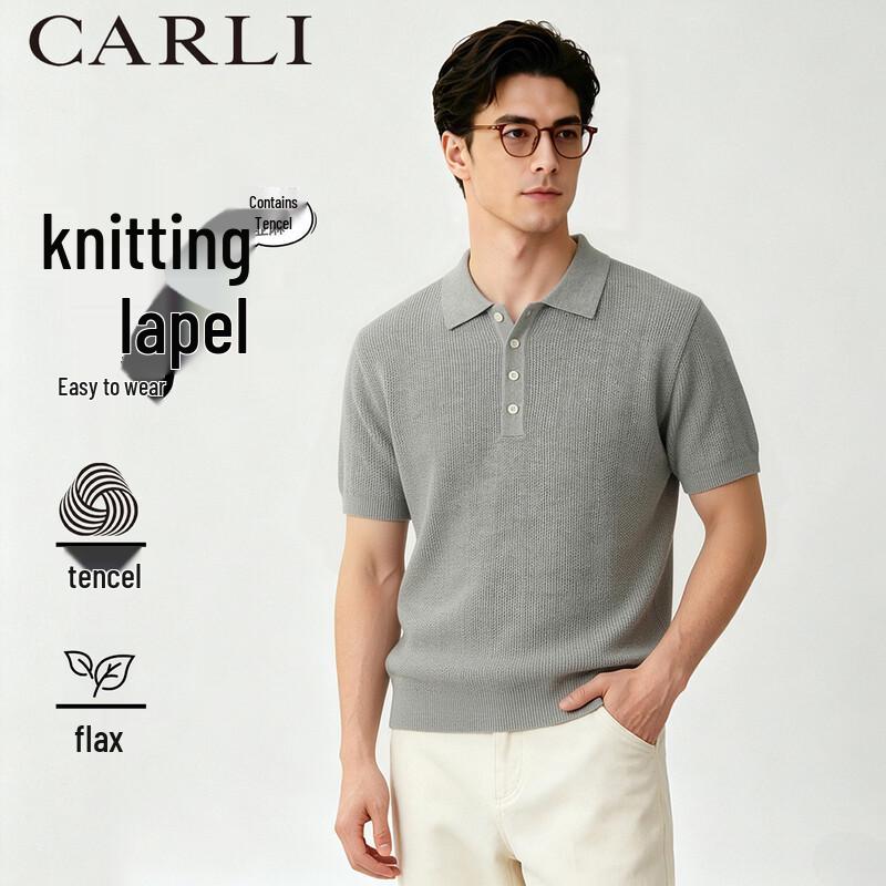 CARLI Men s Linen Blend Knit Polo Shirt 2XL