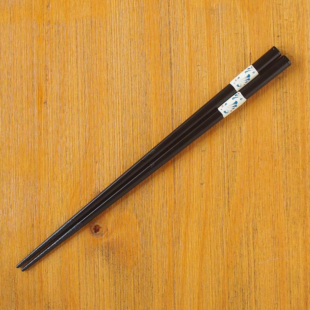 Awasaka Arabesque Chopsticks with Dragonfly Bead Natural Dishwasher Made in "Brush Blue" Design, Wood, Approx. 23cm, Safe, Japan, MN-918