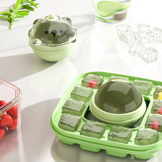 Ice Mold with Lid Easy-Release Touch-Free Ice Hockey Puck Maker for Freezer BPA-Free Stackable Ice Trays for Drinks Coffee Cocktail