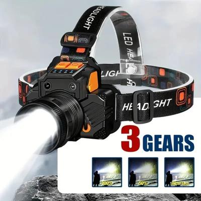 Wiederaufladbare Scheinwerfer, Sensorscheinwerfer, eingebauter Akku per USB wiederaufladbar, 3 Modi, Outdoor-Camping- und Angellichter