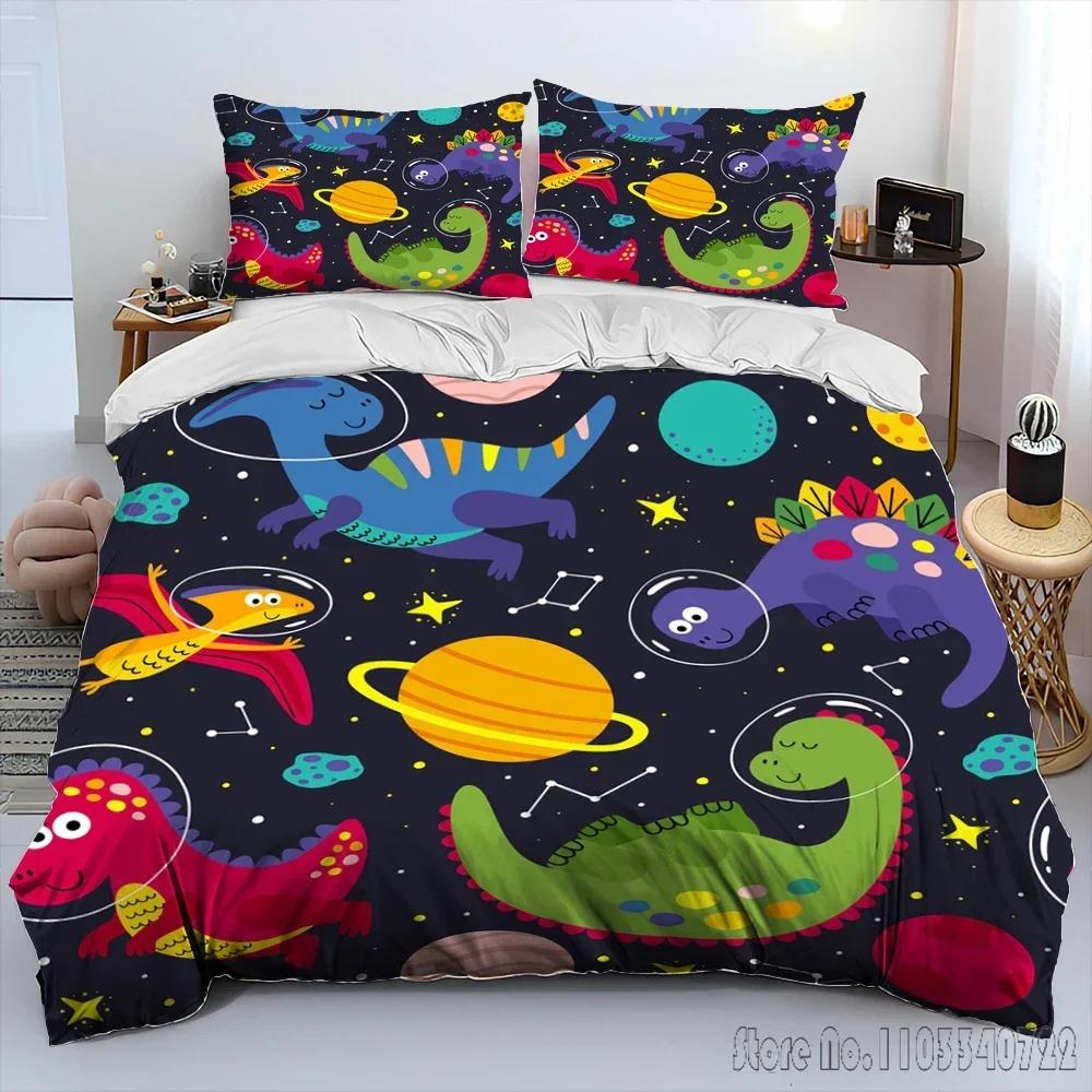 Cartoon Dinosaur Space Cute Dino Children Duvet Cover Set HD Comforter Cover for Kids Bedding Sets Bedclothes Bedroom Decor