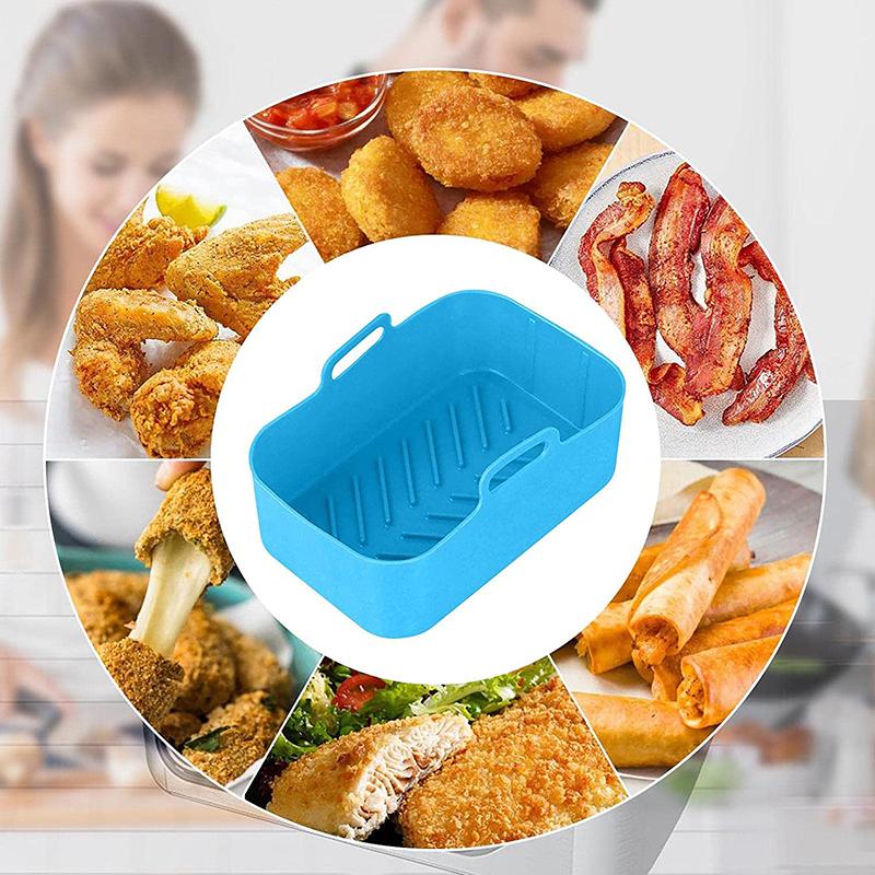 Silikonový hrnec do horkovzdušné fritézy Obdélníkový Opakovaně použitelný Náhradní vložka Nádoba Dvojitý koš Podložka na kuře pro Příslušenství k horkovzdušné fritéze Ninja