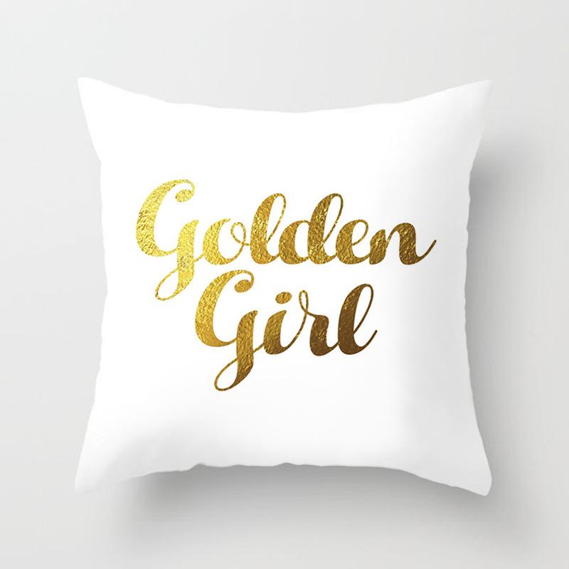 Home Furnishings Simple Golden Sofa Pillow Cover Digitally Printed Car Cushion Cover