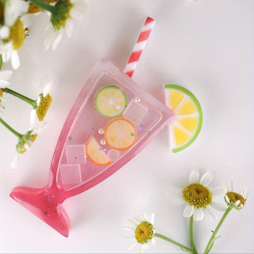 WTEMPO Tropical Summer Cocktail Resin Molds – Drink Cup, Lemon Slice, Umbrella Silicone Mold for DIY Keychain, Bag Charm & Summer Craft Projects