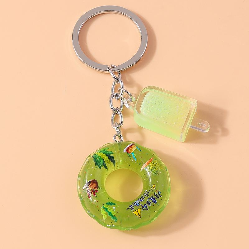 Cute Rein Simulation Swim Ring Keychain Ice Cream Key Rings Pendants for Key Holder Women Girls Handbag Decor Jewelry Gifts